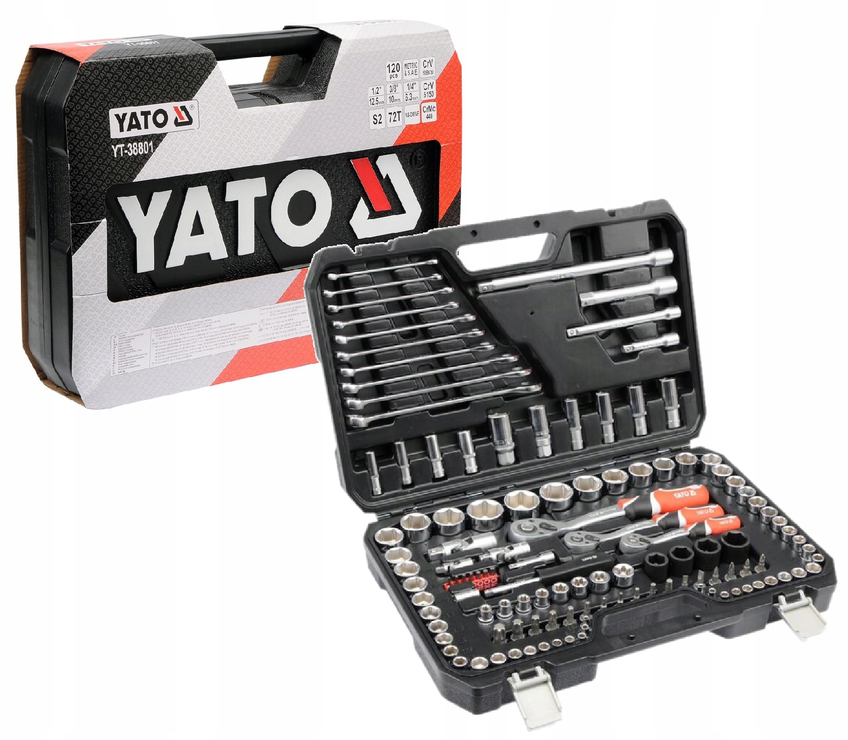 Sada Nástrojov Na Ploché Kľúče 1/4 3/8 1/2 120ks YT-38801