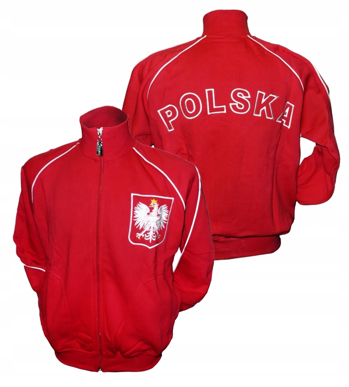 

Bluza Kibica Polska Stójka Zamek Haft Bawełna - S