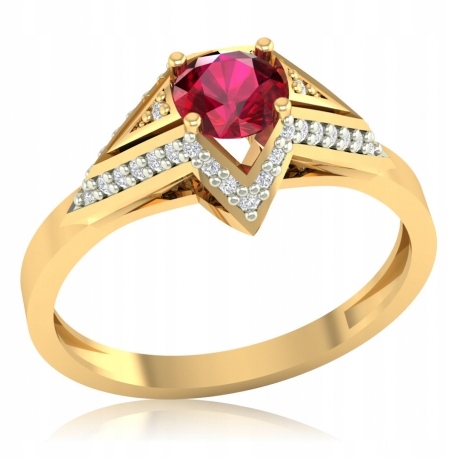 

Królewski Złoty Pierścionek Z Rubinem Próba 585