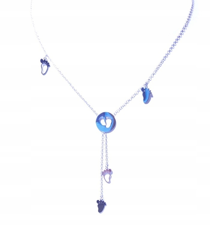 SREBRO ŁAŃCUSZEK CELEBRYTKA NASZYJNIK STOPKI