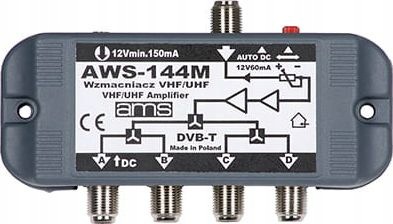 Ams Wzmacniacz antenowy wewnętrzny z zasilaczem AWS-144M