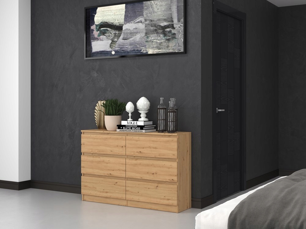 KOMODA NOWOCZESNA 120 cm POJEMNA SZAFKA REGAŁ SZUFLADY MEBLE DĄB ARTISAN Kolor frontów dąb artisan