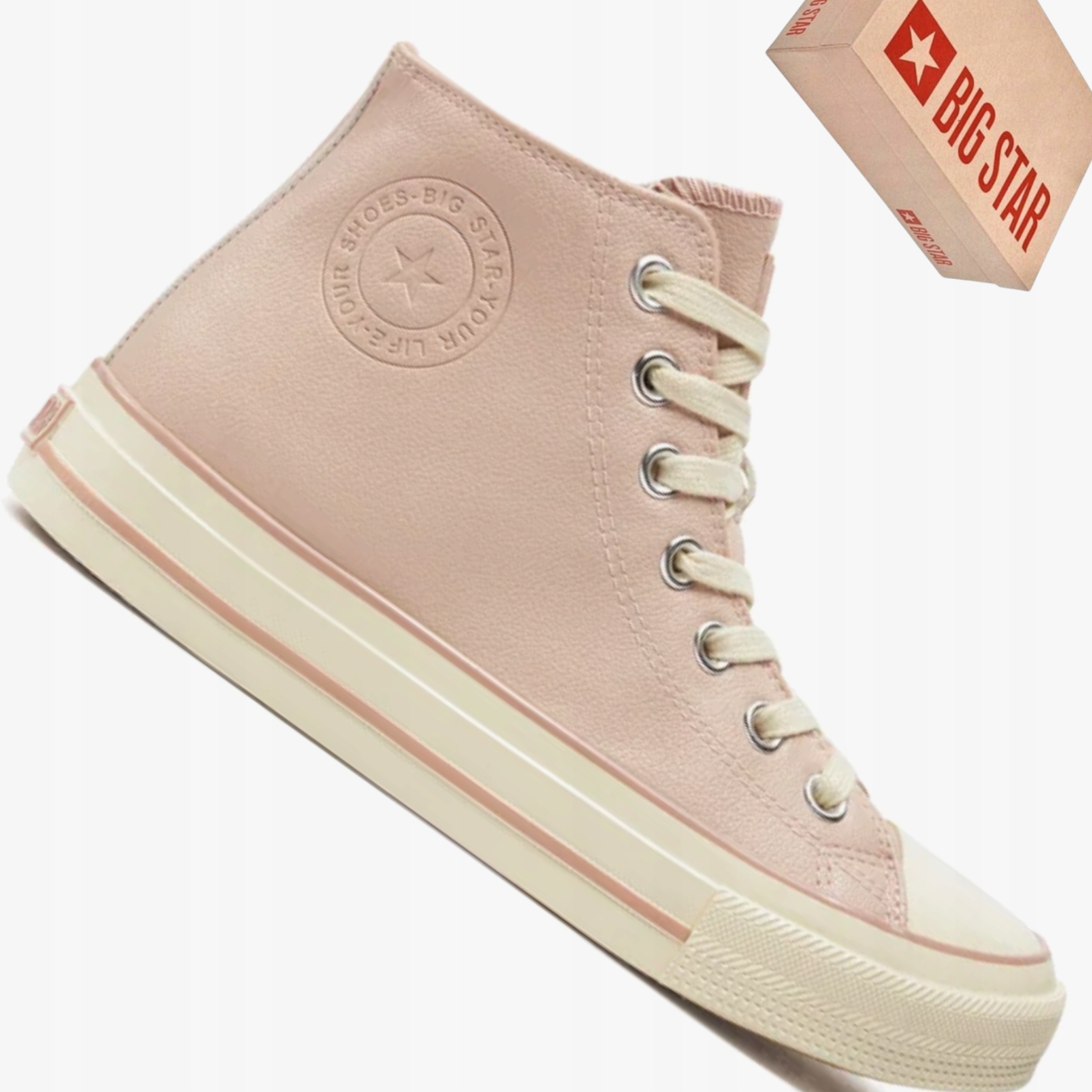 Big Star OO274933 damskie różowe trampki wysokie ocieplane