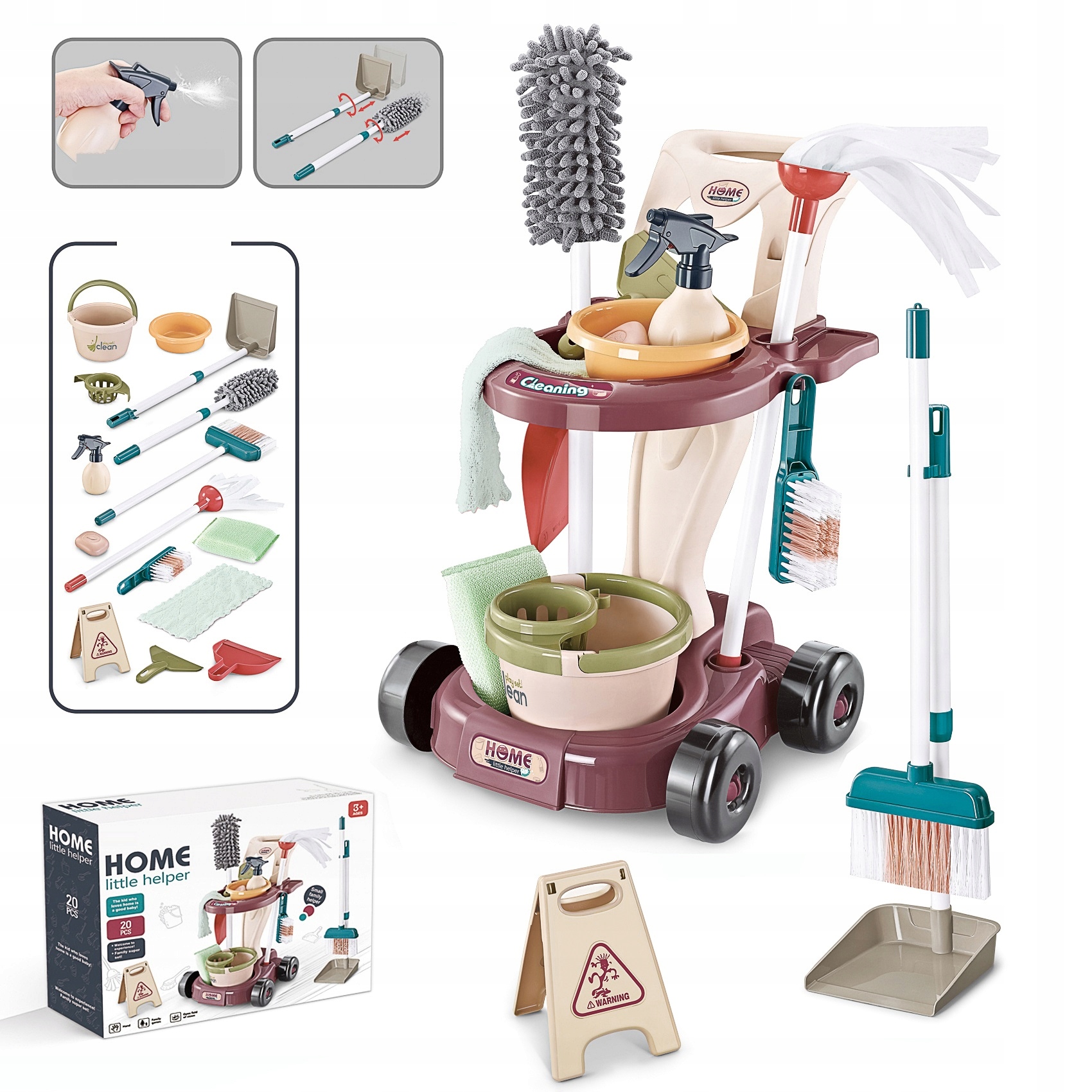 

Wózek do sprzątania dla dzieci Mop Wiadro Miotła