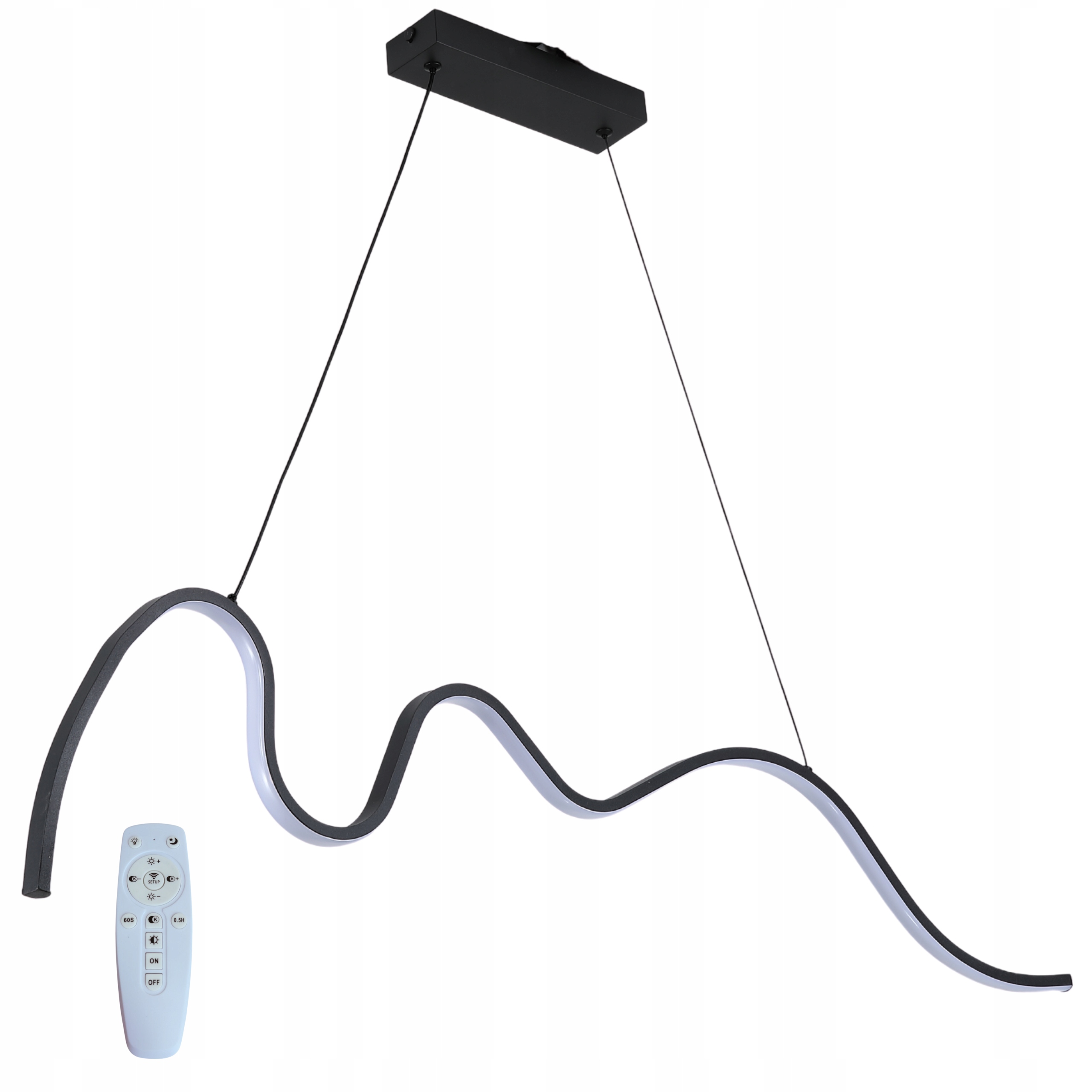 Stropní Svítidlo moderní závěsná Led Lustr Dálkový Ovladač 32W 100 cm černá nad stůl