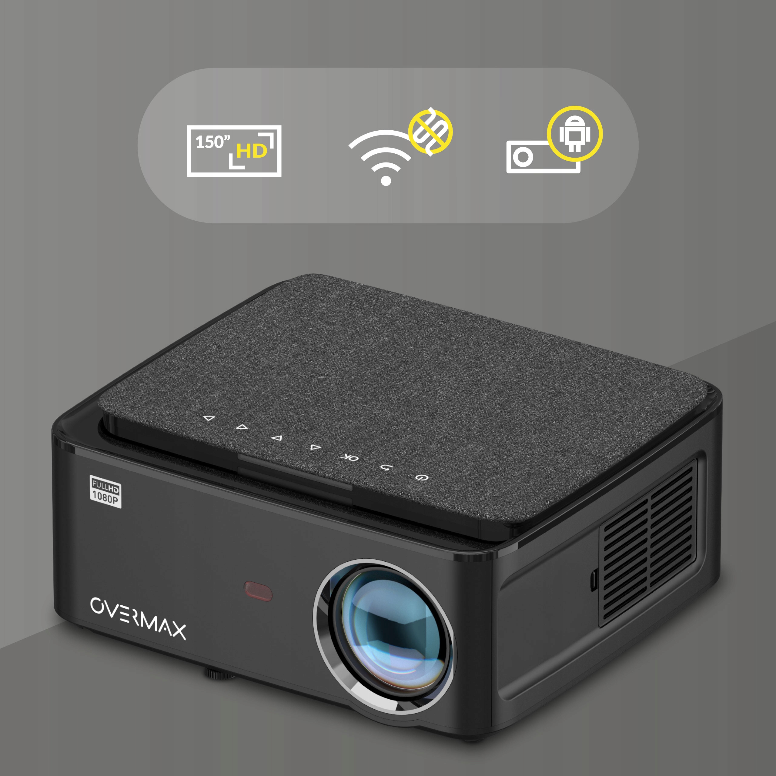 PRZENOŚNY RZUTNIK PROJEKTOR FULL HD 4K Android 9.0 + EKRAN PROJEKCYJNY 100 EAN (GTIN) 5903771701228