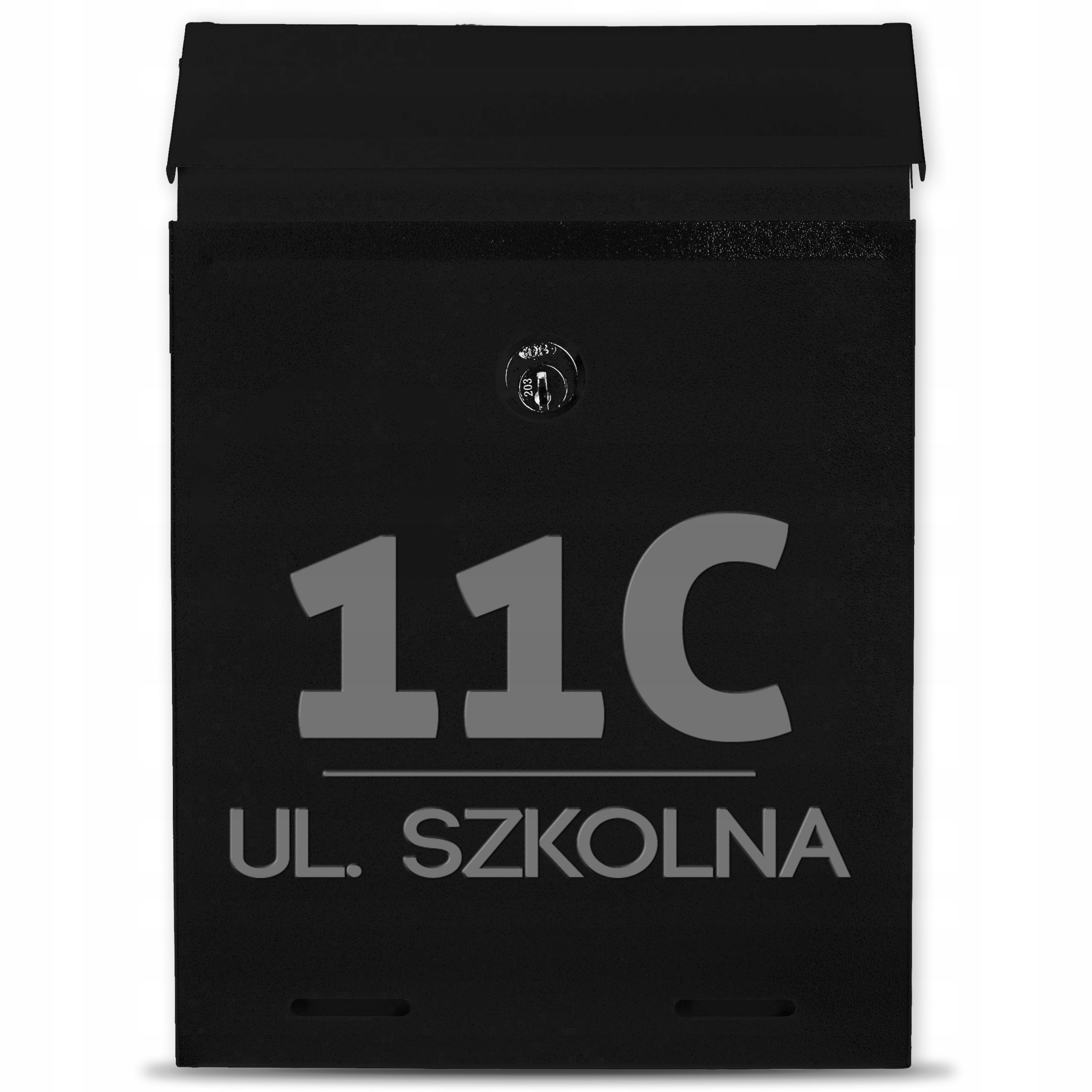 Poštovní Schránka Na Dopisy Kovová Černá Personalizované Gravírování Adres Styl