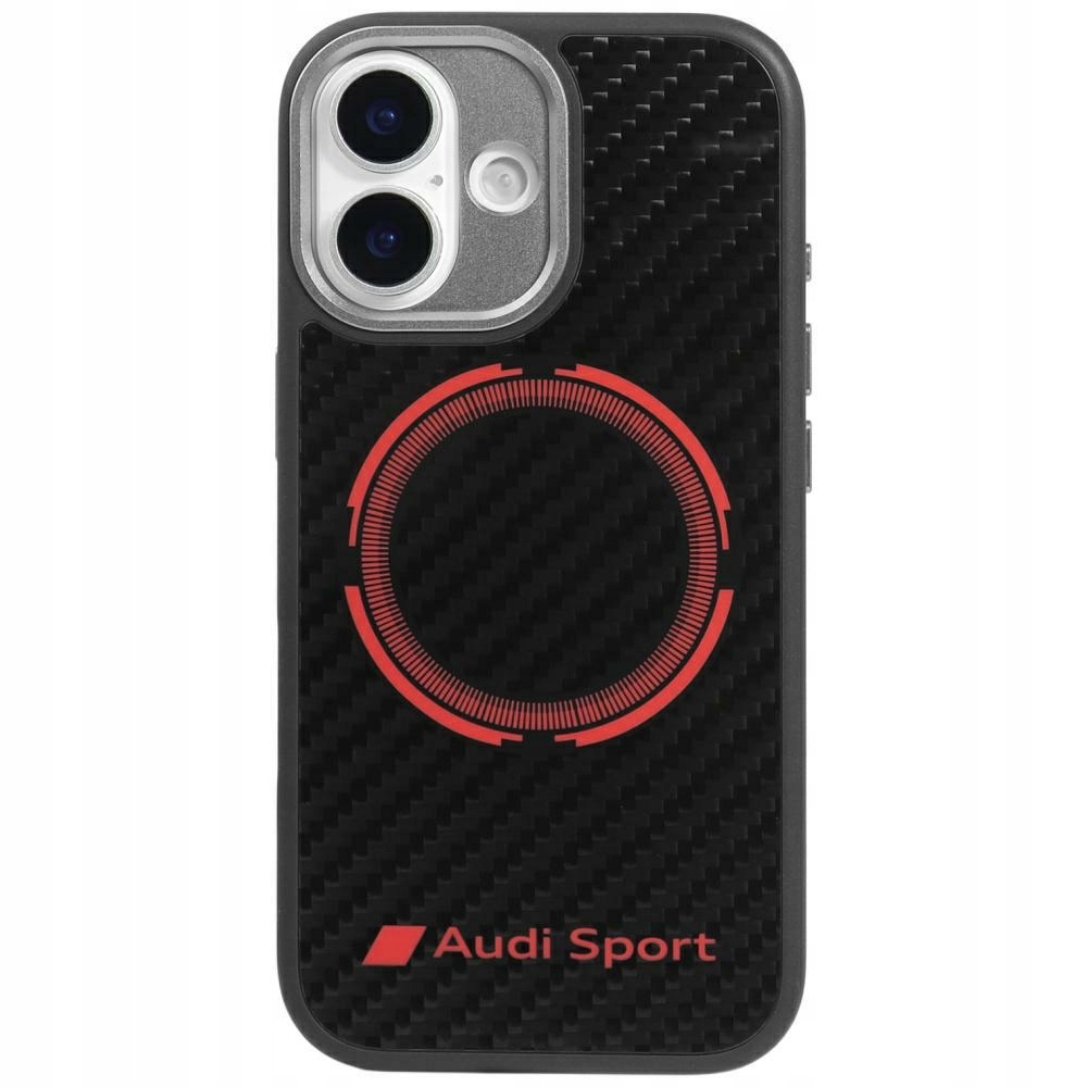 Etui Audi Rsq Carbon Fiber Sport Red Circle MagSafe do iPhone 17 czarne