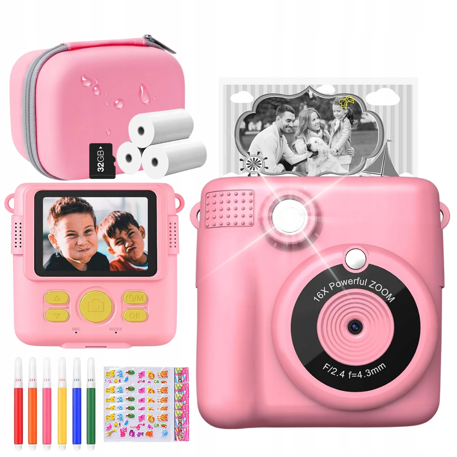 Fotoaparát pro děti digitální Okamžitý s tiskárnou 3 Role