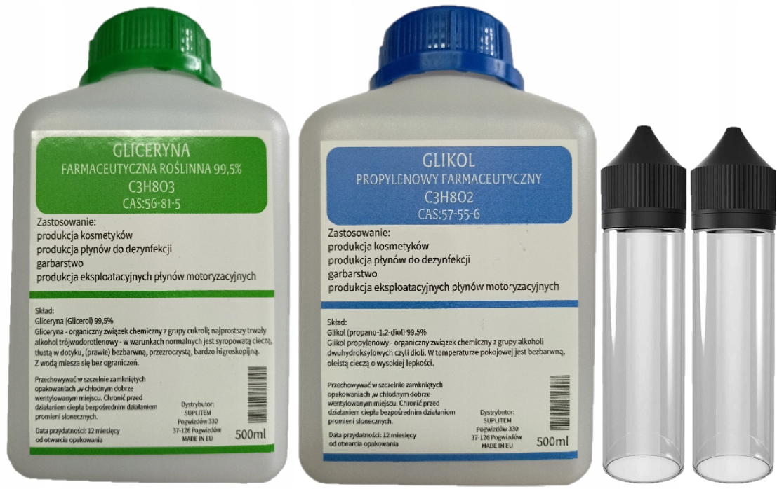 

Gliceryna Roślinna +glikol Propylenowy 1L+ Butelki