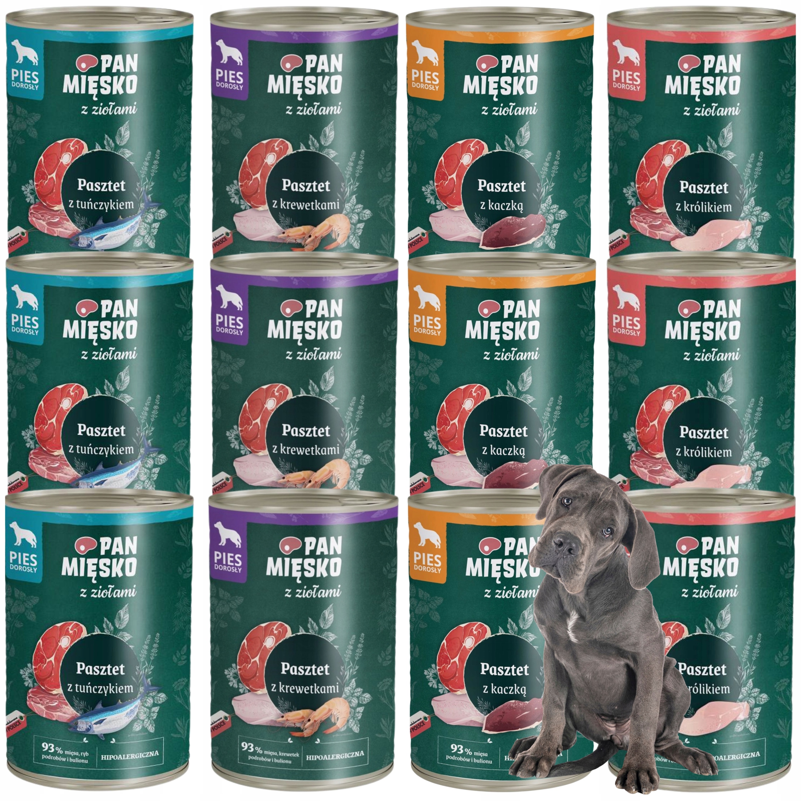 Levně Vlhké krmivo pro psy Paštika králík a mix chutí Pan Mięsko na alergii 400 g