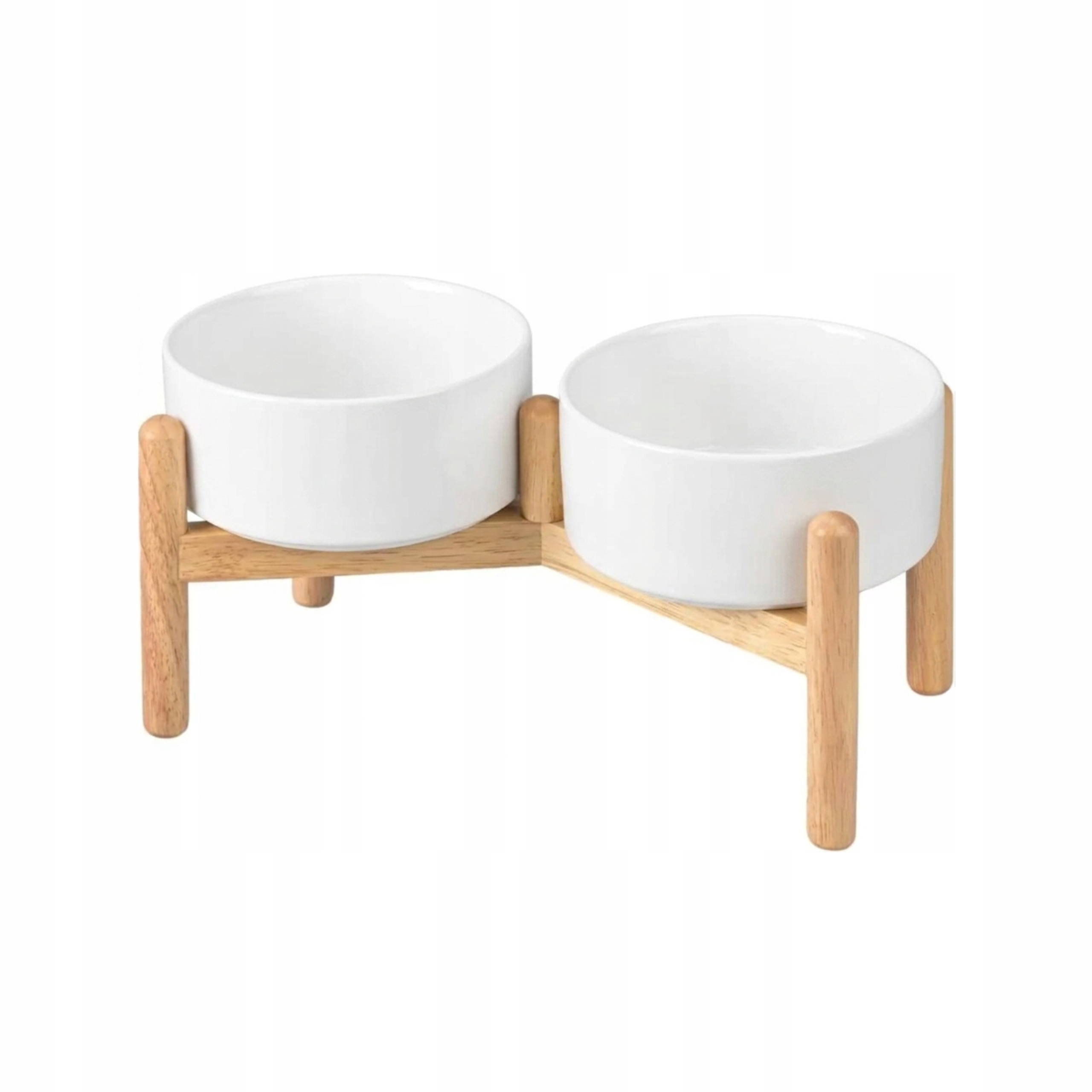 Miska Ceramiczna Dla Psa Kota Na Drewnianym Stojaku Zestaw 2x850ml Solidny