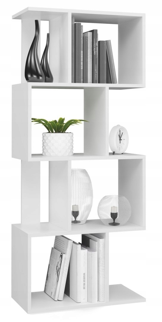 REGAŁ OTWARTY STOJĄCY BIAŁY PÓŁKA SZAFKA FRIST 4P Drzwi brak