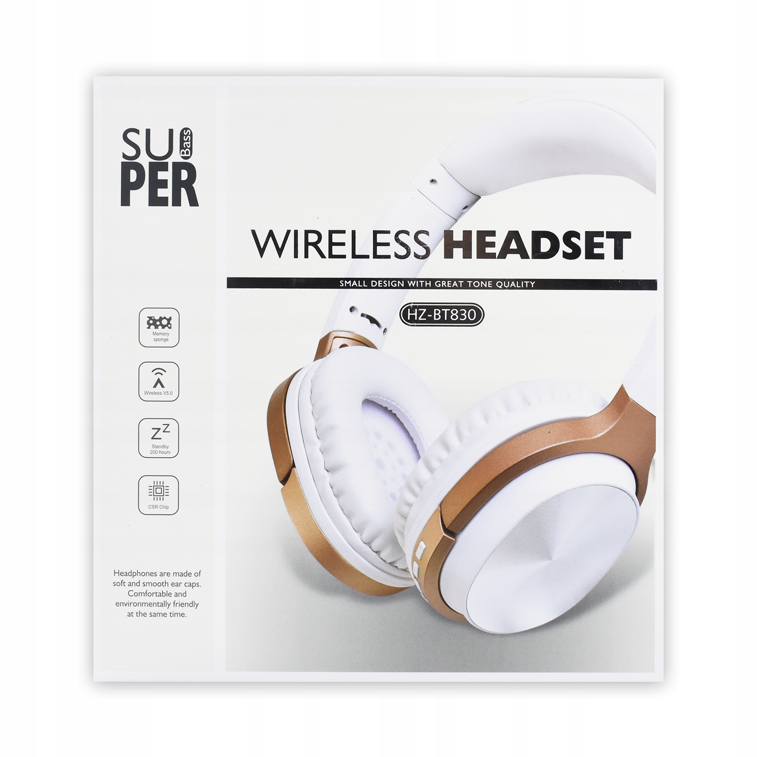 Słuchawki Nauszne Bezprzewodowe z Czytnikiem Sd Bluetooth 5.0 Webski Białe