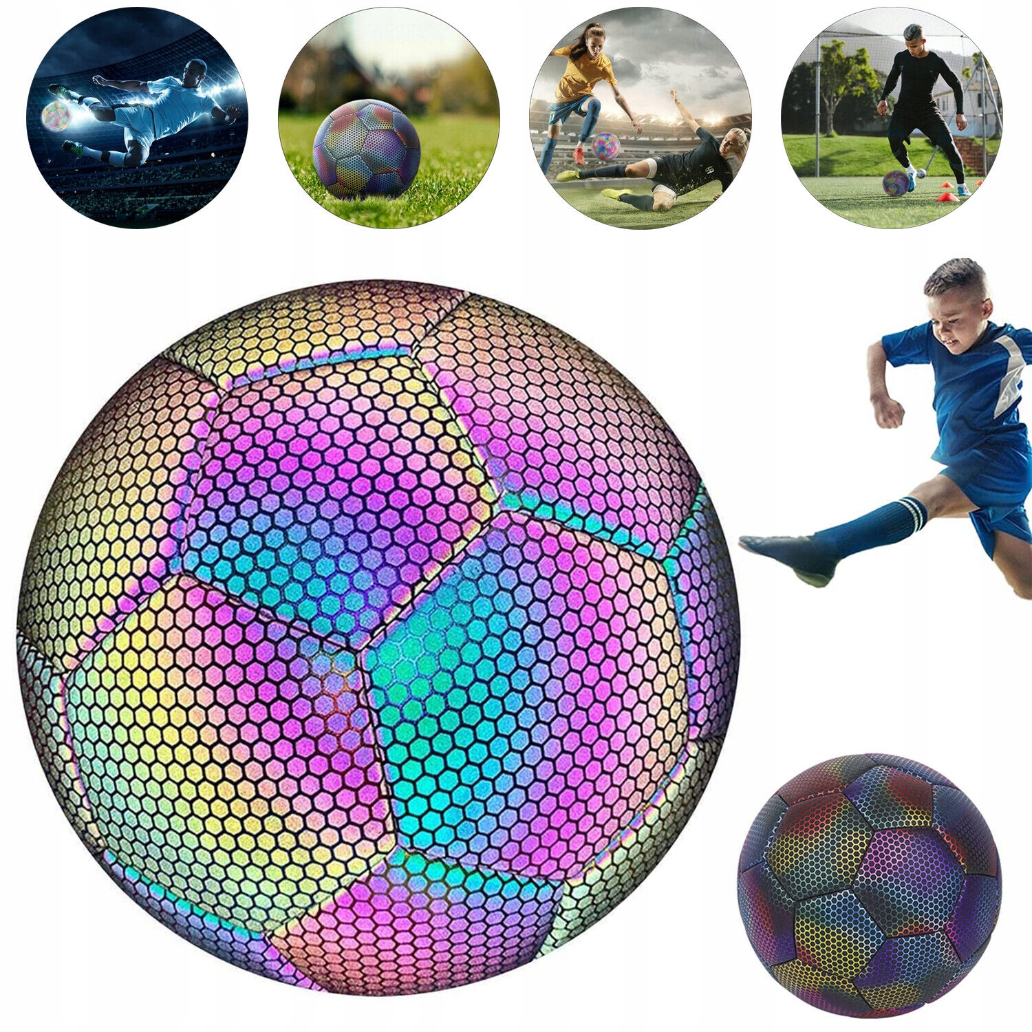 ODBLASKOWA PIŁKA NOŻNA DO WEWNĄTRZ I NA ZEWNĄTRZ 5