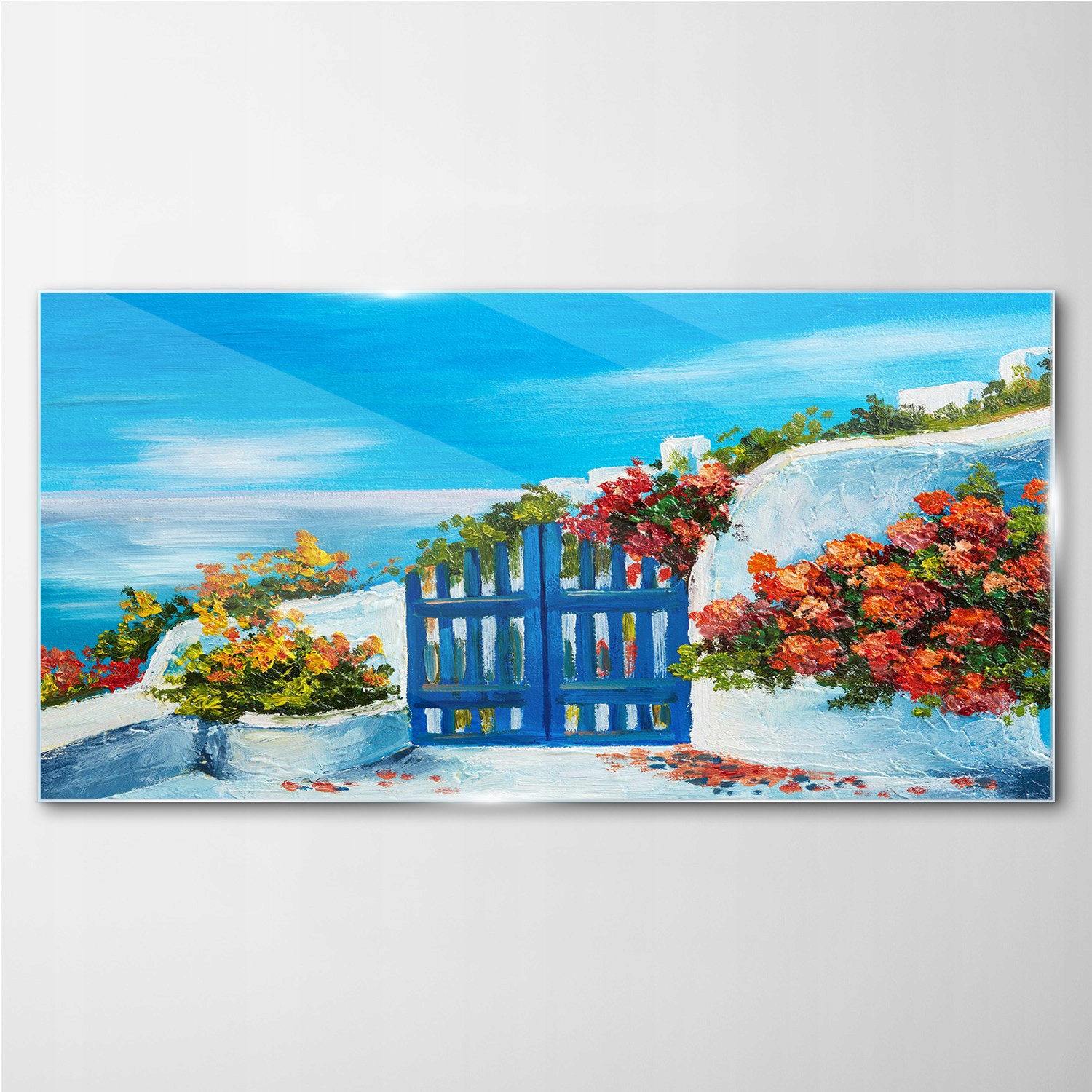 

Fotoobraz szklany na ścianę Kwiaty morze 140x70 cm