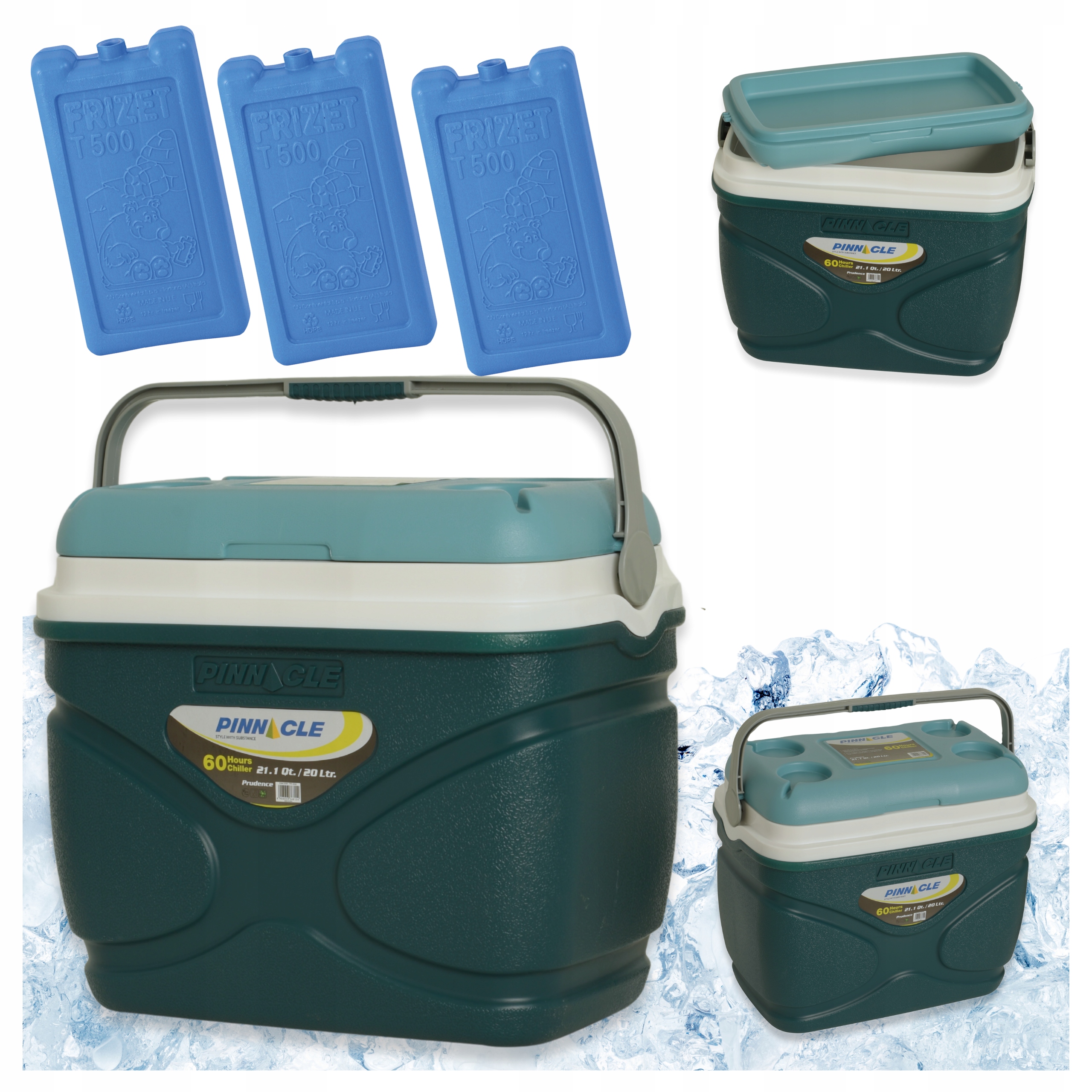 Velká turistická lednička Pinnacle 20 l modrá 3 chladicí vložky 500 ml