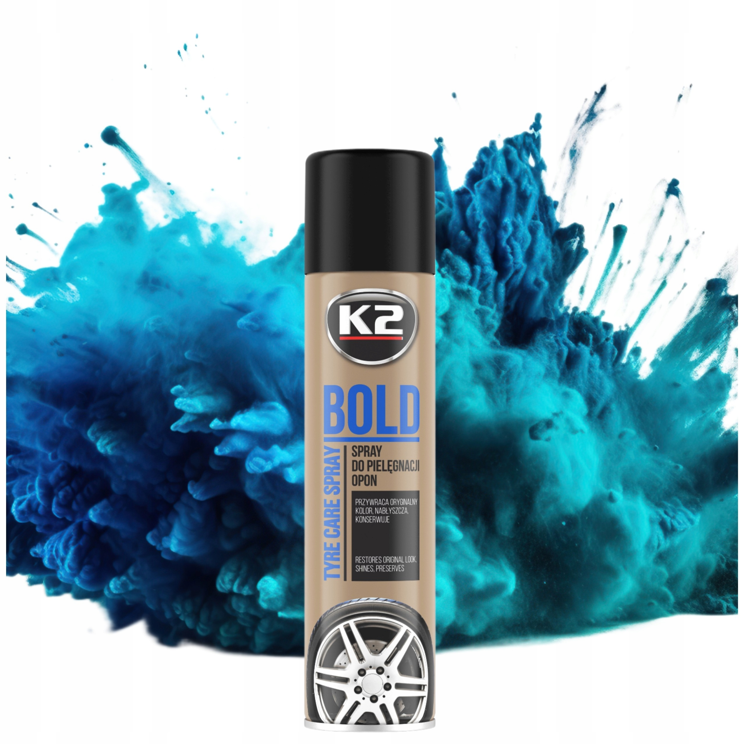 K2 Bold 600 ML Spray Prostředek na leštění a péči o pneumatiky