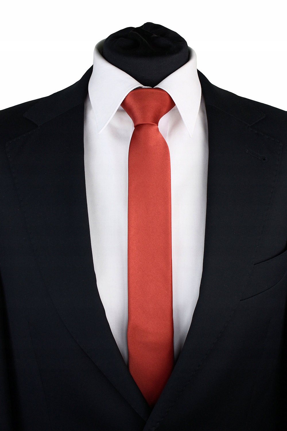 KRAWAT MĘSKI WĄSKI SLIM ŚLEDŹ 5 cm CEGLASTY