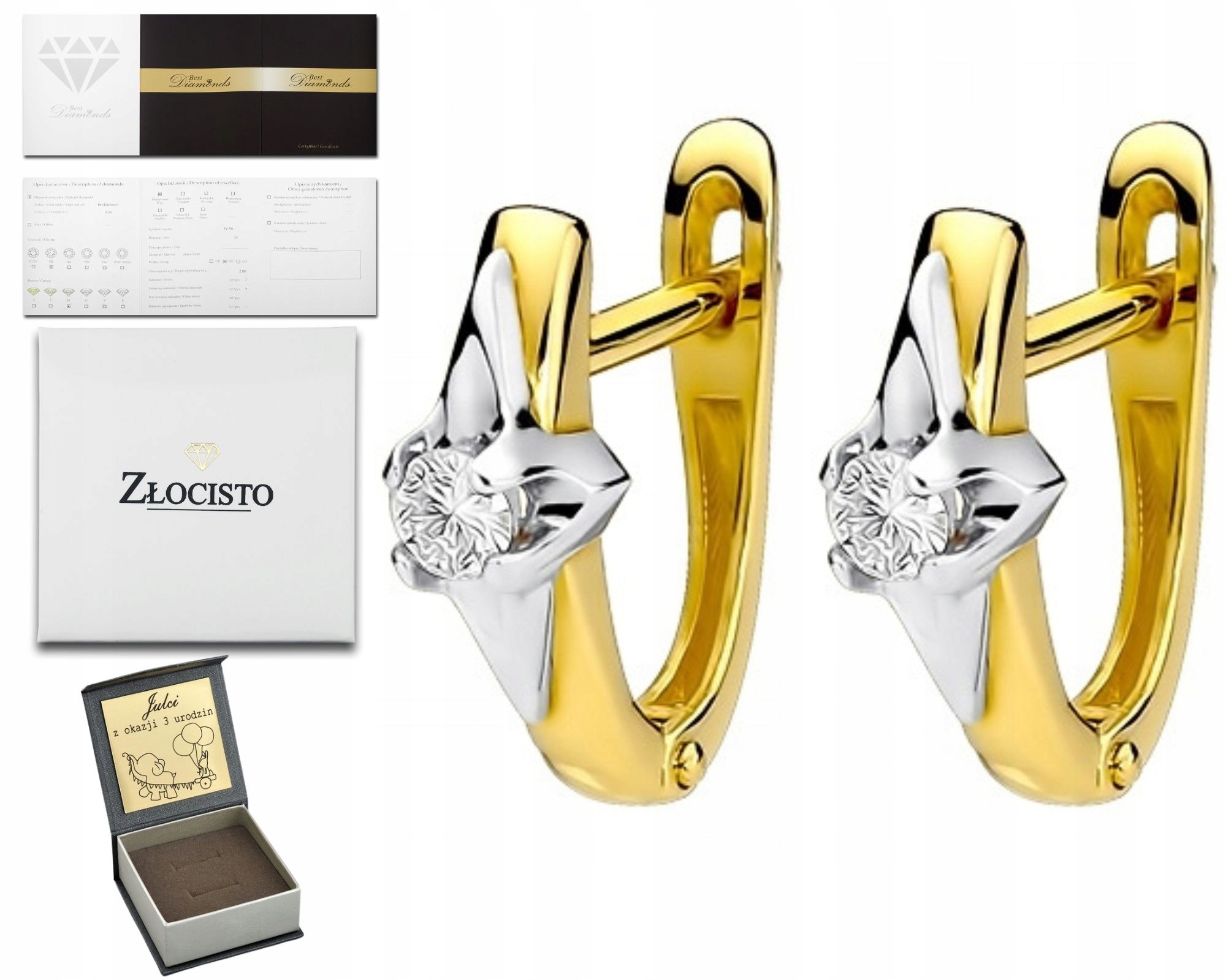 Zlaté Náušnice S Brilianty 0,20 Ct Gravírování Bonus