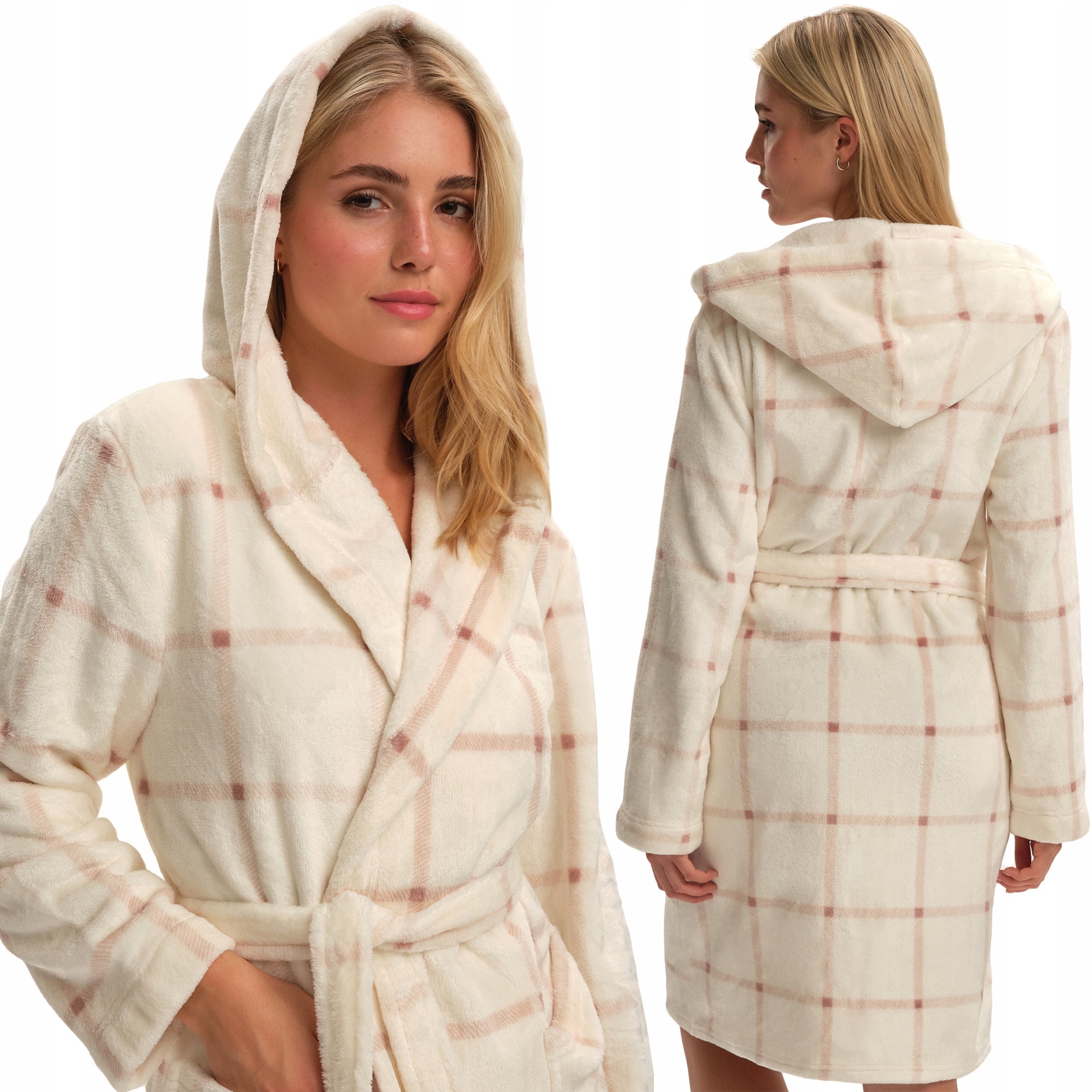 Dámský plyšový župan s kapucí a zavazováním v pase Henderson Fina XXL