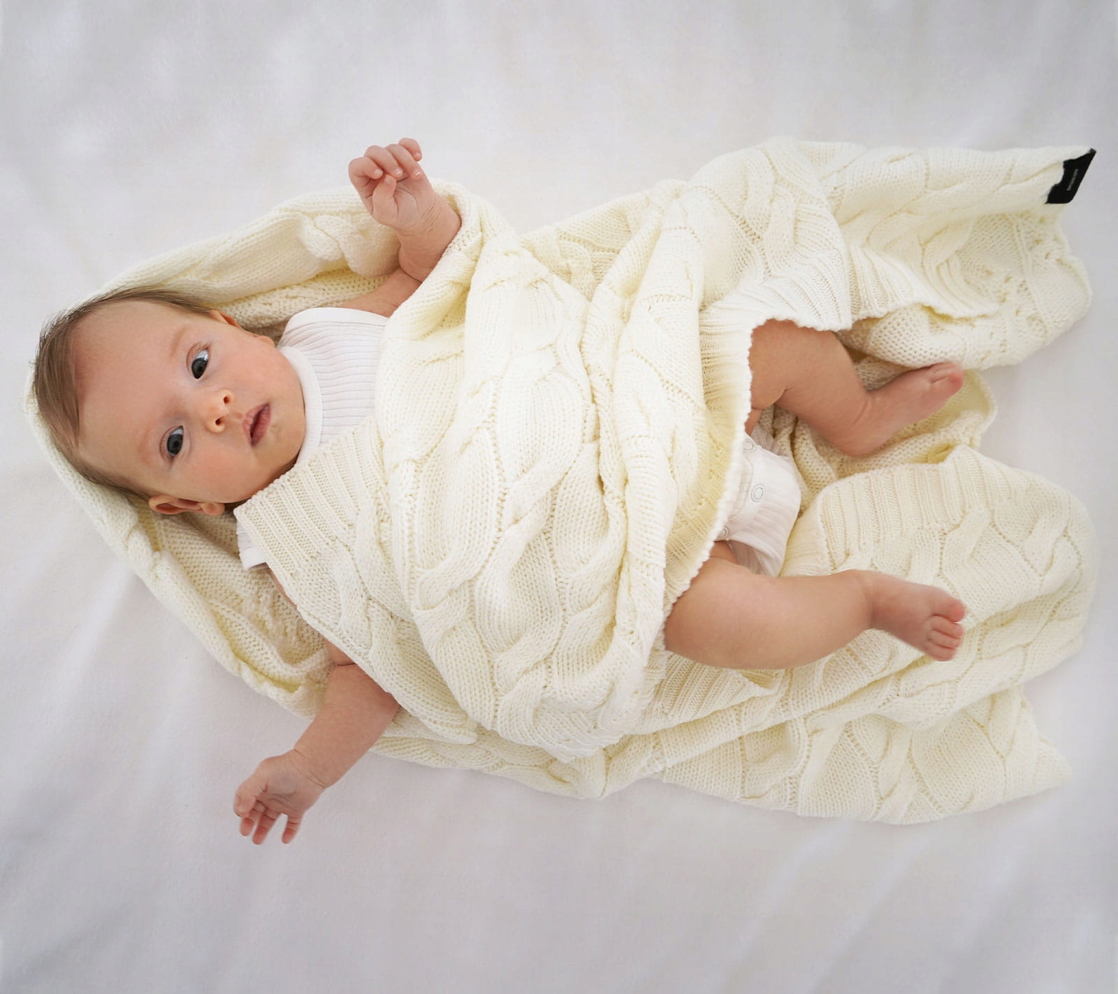 Kocyk z wełny merino LULLALOVE kokos ecru 80x100 EAN (GTIN) 5904121600819