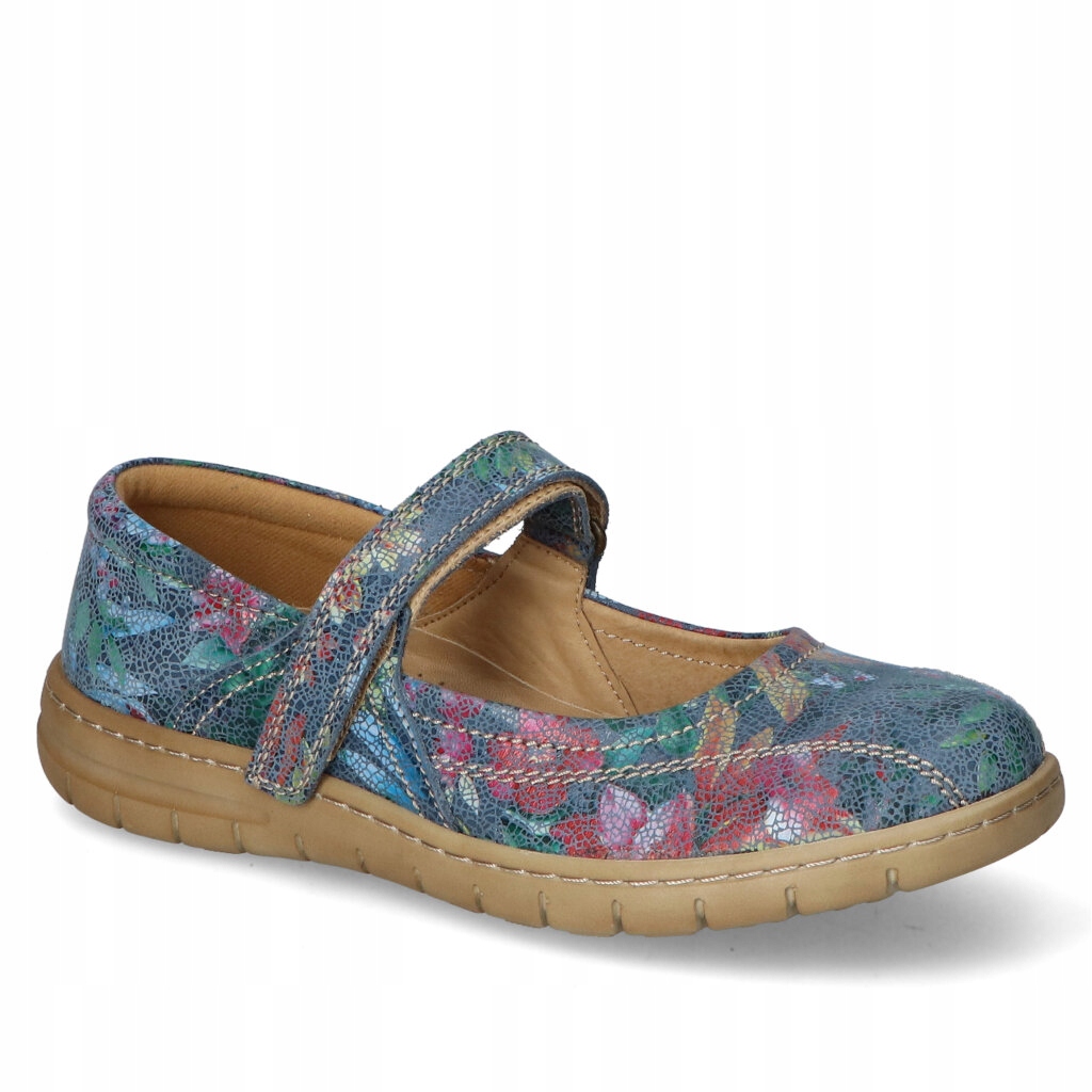 Polobotky Loretta LO6239-186 Tmavě modré s modrými květy Rzepy 37