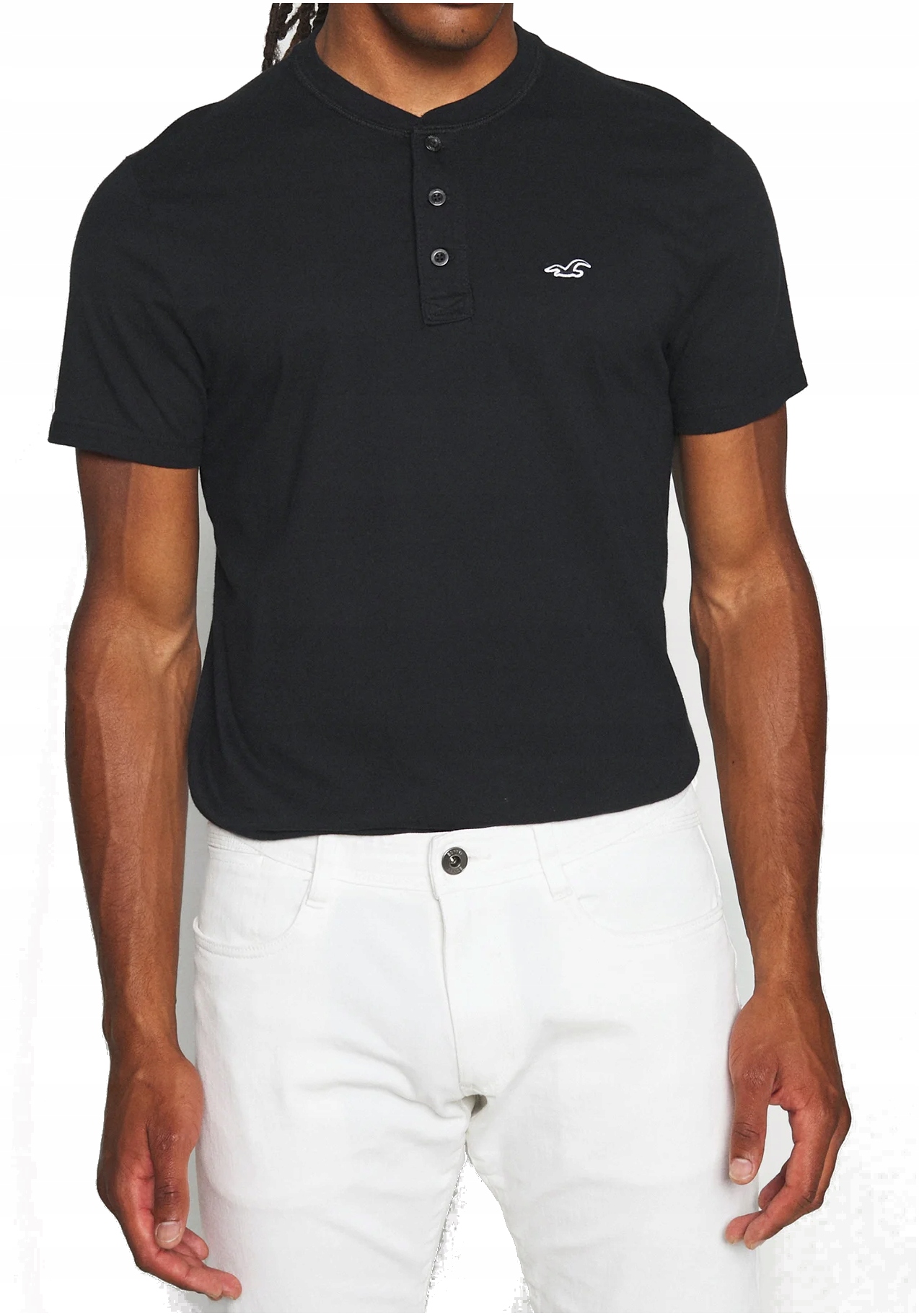 

Hollister Black Tshirt Czarny T-Shirt Guziki _ XL