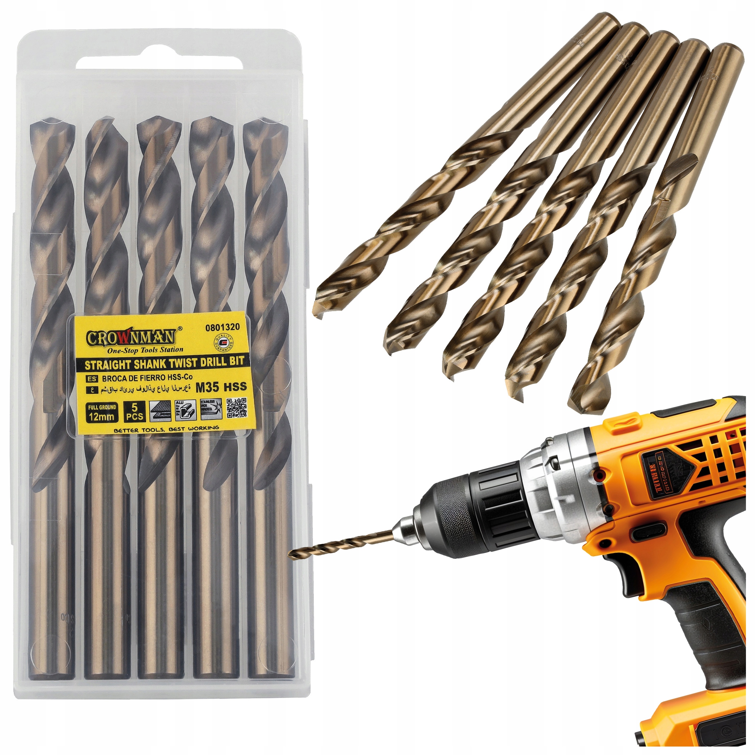 Wiertła Do Metalu Kobaltowe 12mm Do Wiercenia Stali Wiertło 5x Hss 5% M35