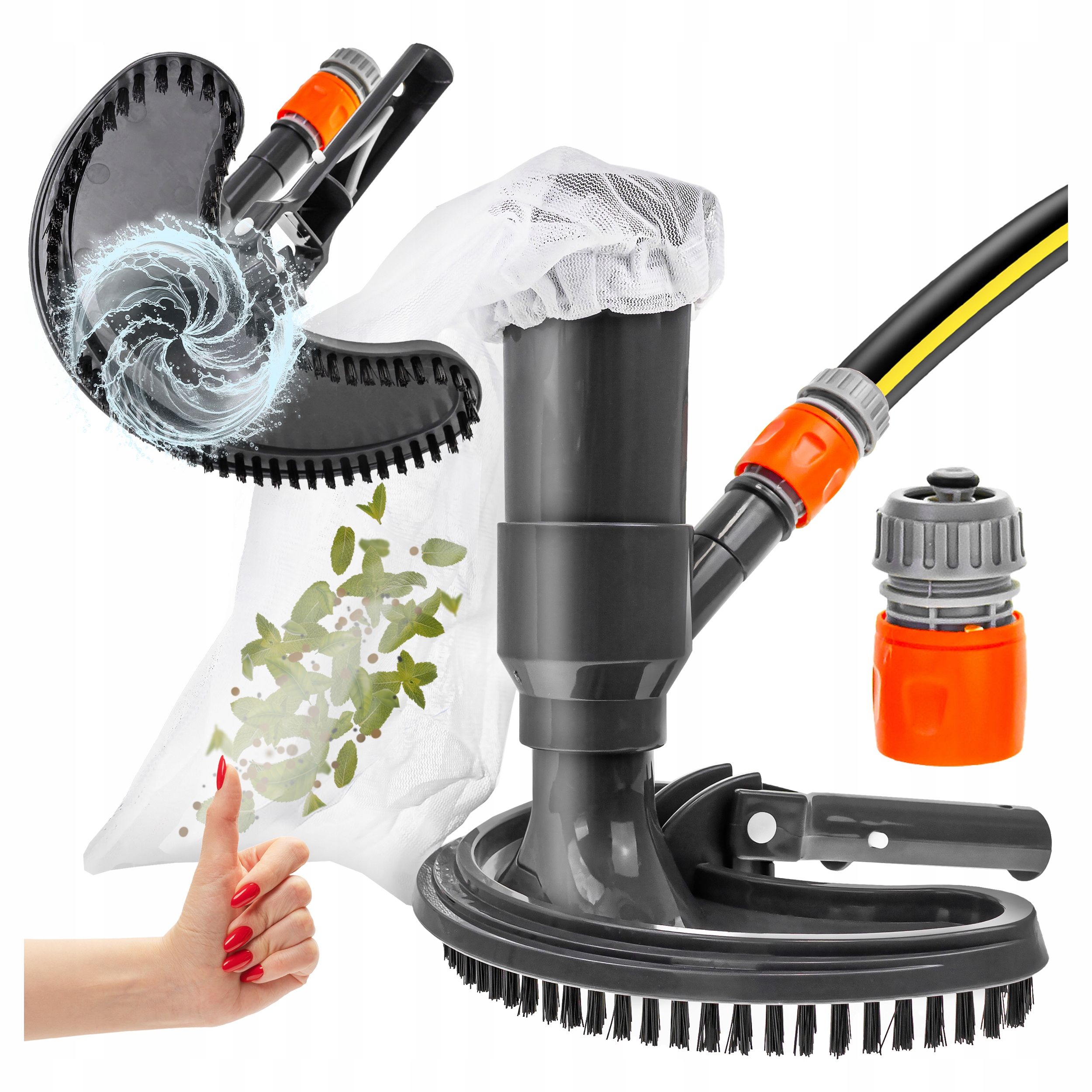 ODKURZACZ DO BASENU OCZKA WODNEGO ODKURZACZ BASENOWY SIATKA SZYBKOZŁĄCZKA