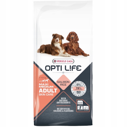 Levně Versele Laga Opti Life Adult Skin Care Medium Maxi losos s rýží 12,5 kg