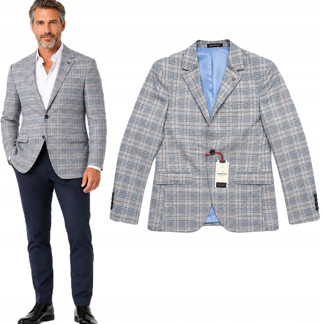 Sako námořnická elegantní ležérní kostkovaná šedá bunda 3817 48