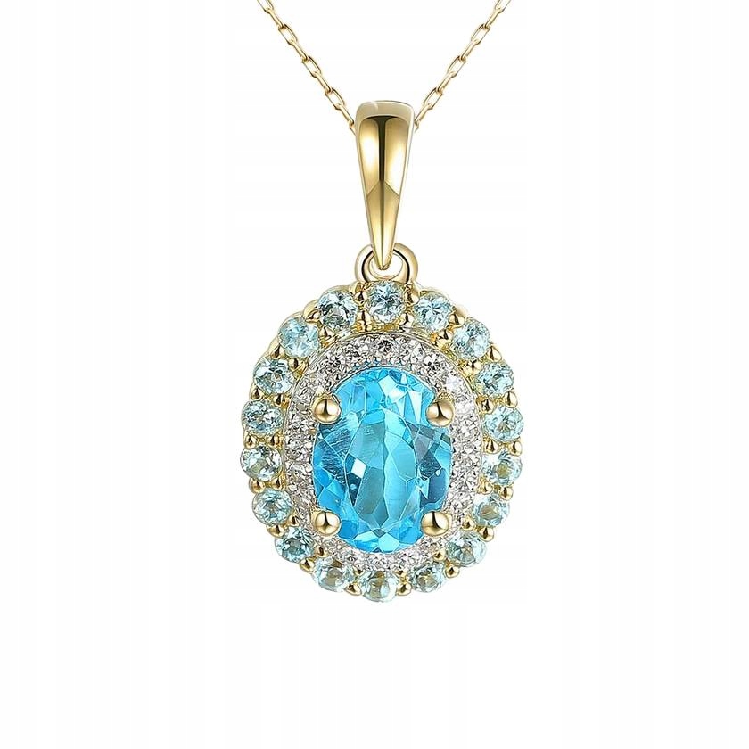 Złota Zawieszka Topaz Diamenty Próba 585