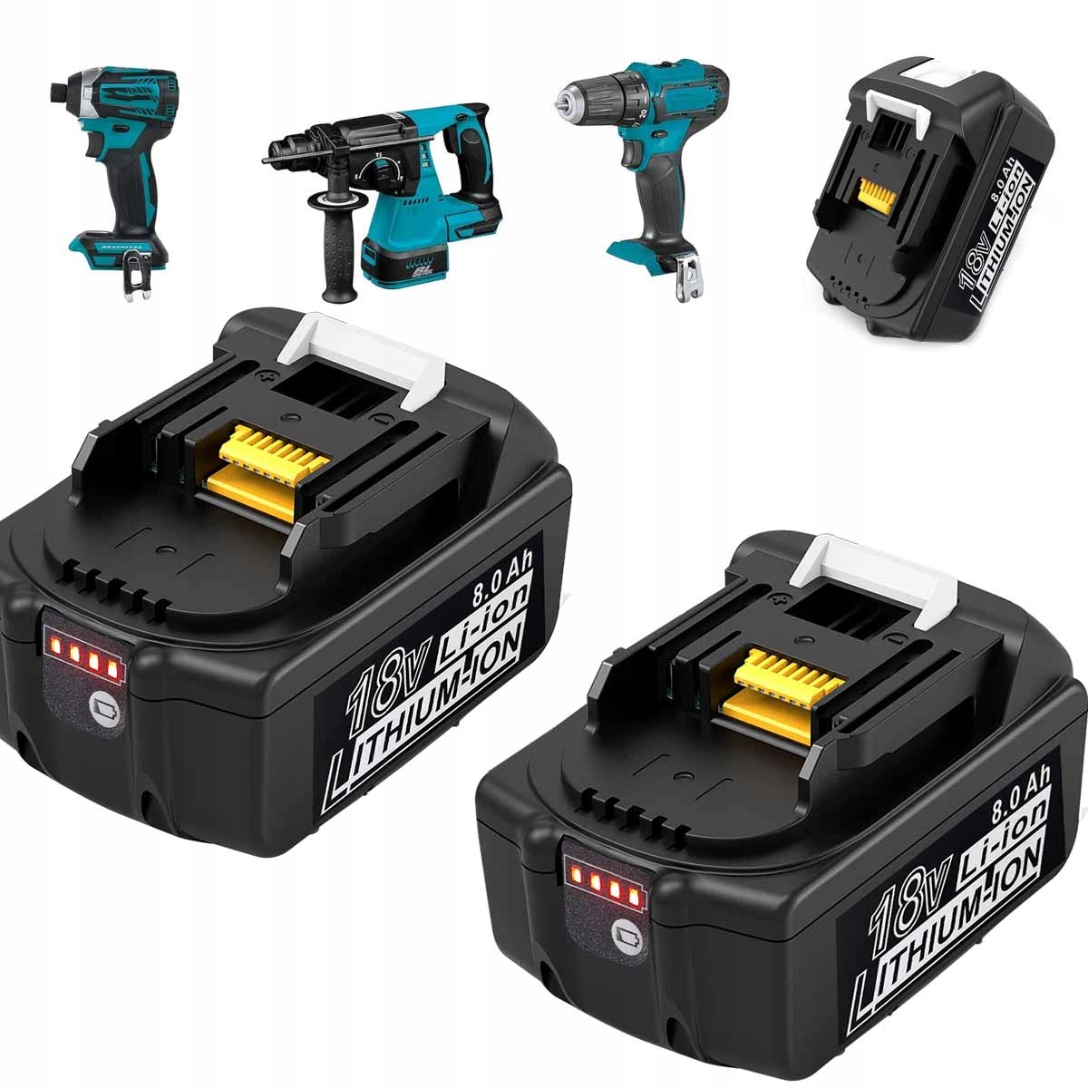 2szt Akumulator Zamiennik Do Makita Bateria 18V 8,0 Ah BL1860