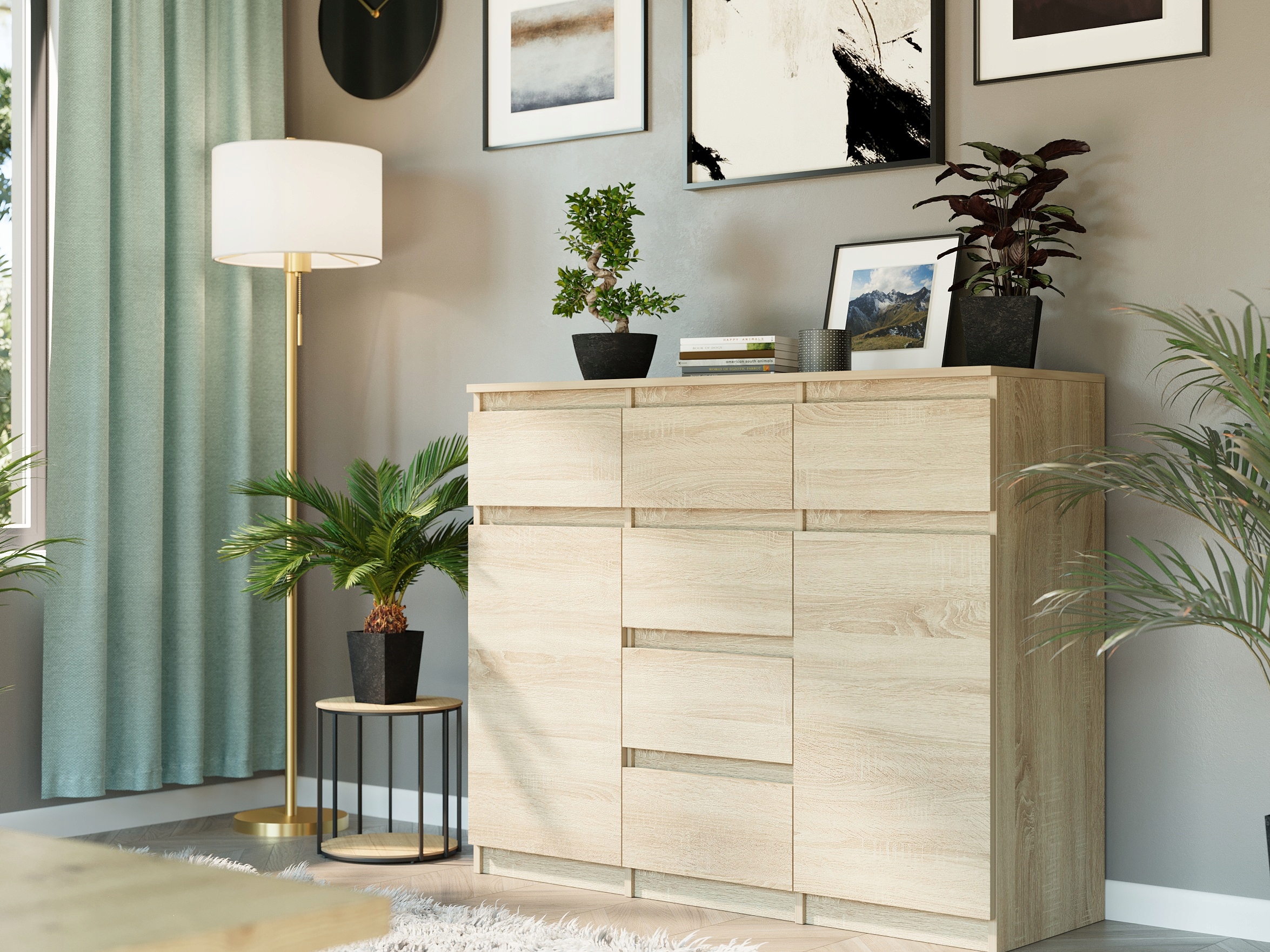 KOMODA 98CM SZAFKA 6 SZUFLAD SONOMA S62D