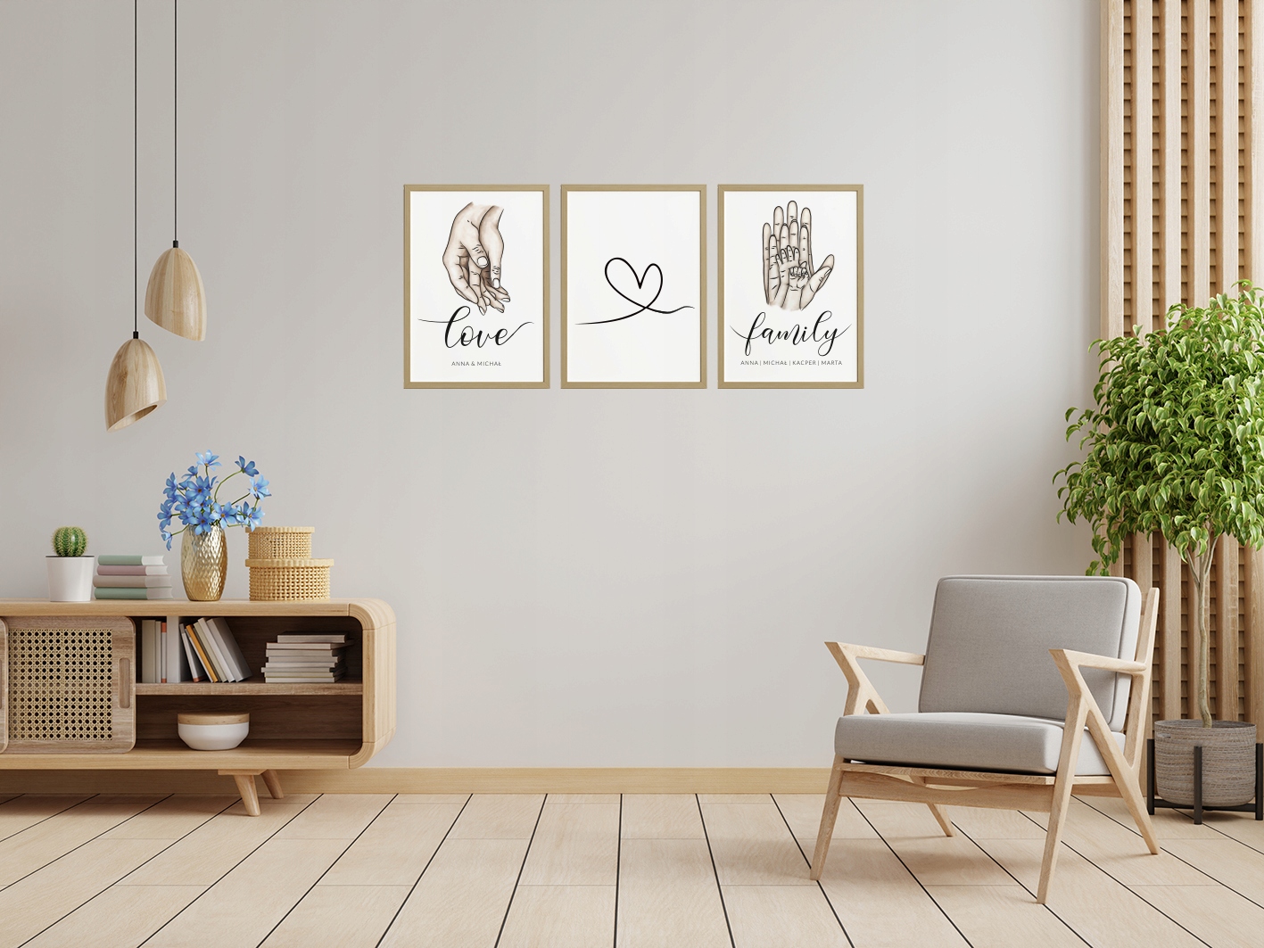 ZESTAW PLAKATÓW A3 RODZINA IMIONA DO SALONU LOVE Szerokość produktu 29.7 cm