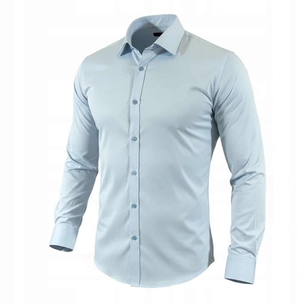 Klasická slim fit košile modrá-03 satén hladká elegantní EGO04 L