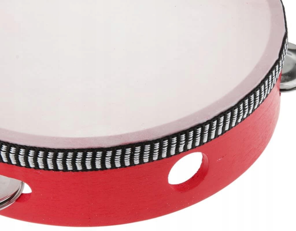 Tamburyno drewniane z membraną - 15 cm - 4 dzwonki Rodzaj pojedynczy