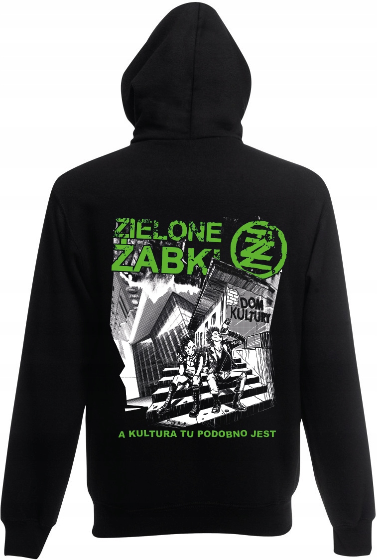 Rozepínací mikina s kapucí Zelené Žabky Kultura punk