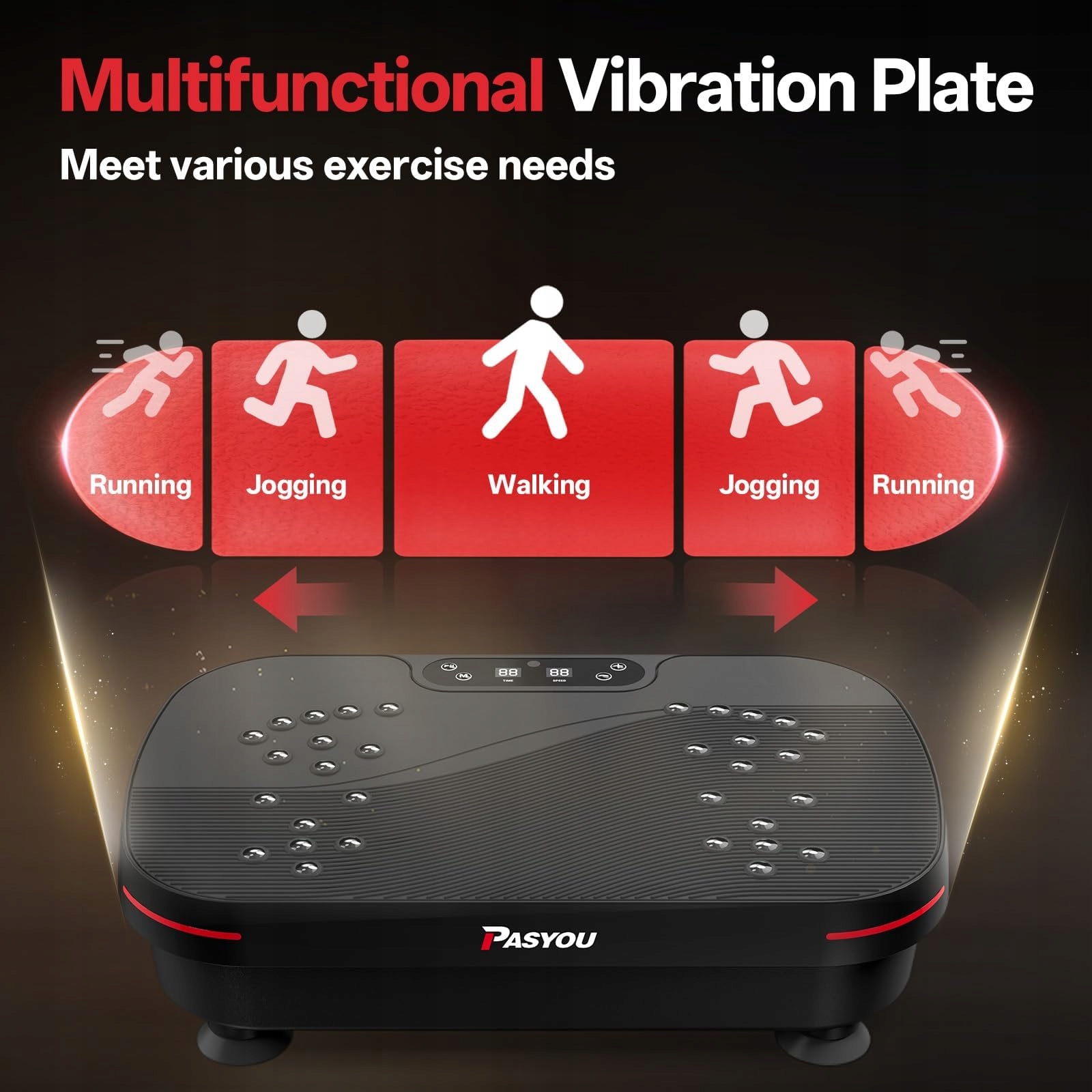 Віброплатформа PASYOU PV25 47х29см LED Чорна 99 рівнів Бренд без марки
