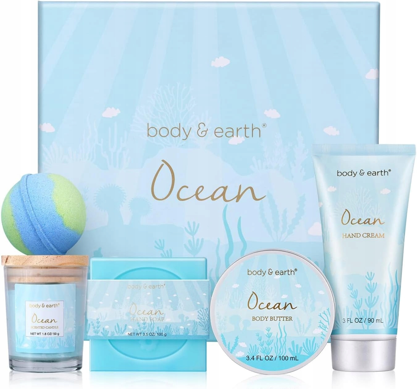Body & Earth Koupelová sada Ocean 5 ks Slunečnicový olej Vitamín E