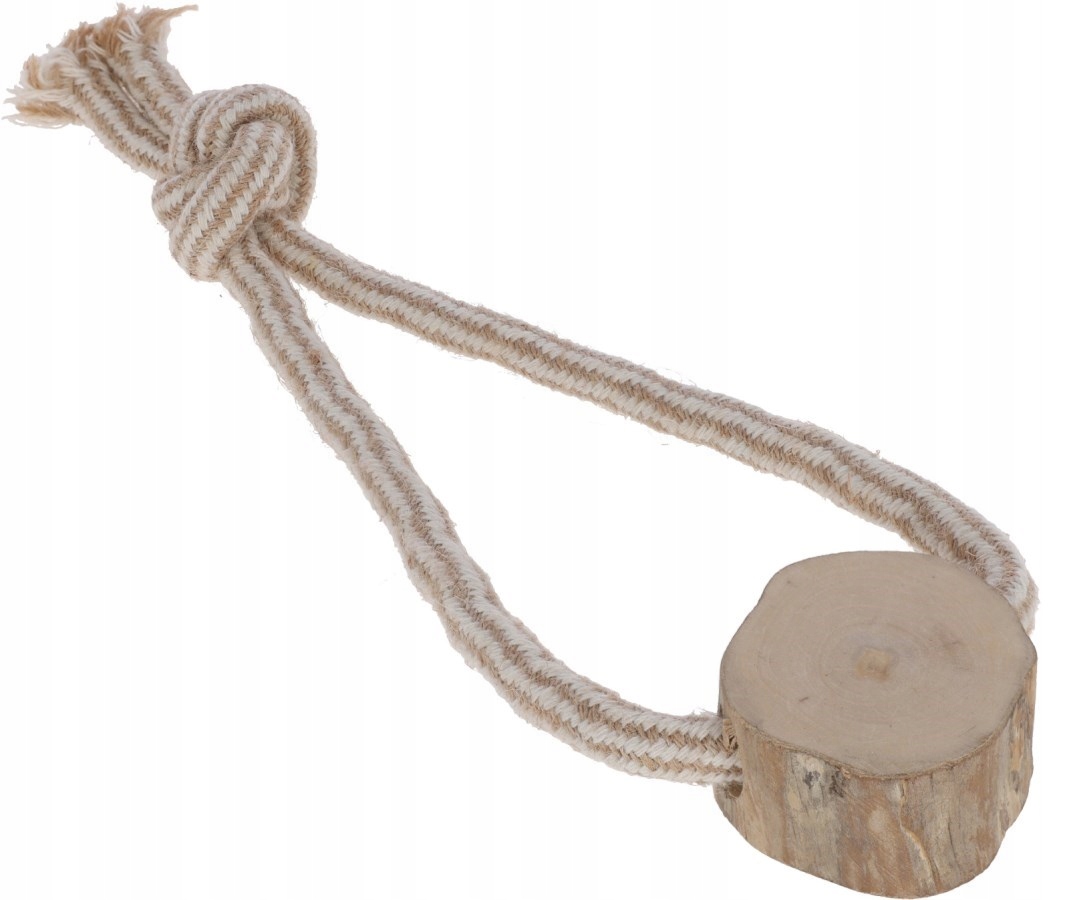 Levně Kerbl Přetahovadlo pro psa, poutko, juta/bavlna, kávové dřevo, 35 cm