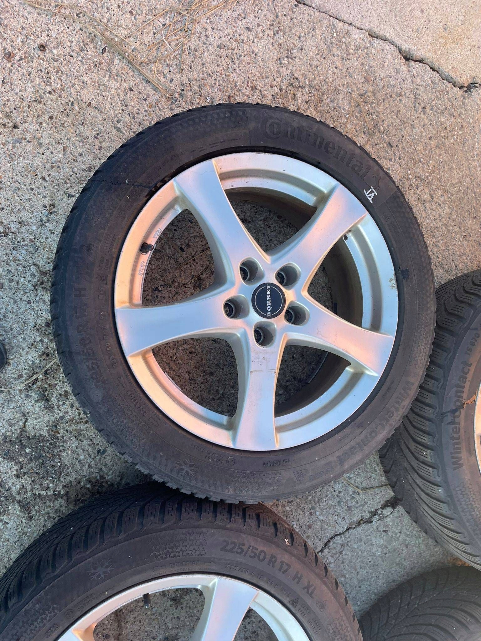 wheels disc discs aluminium tyre CONTINENTAL 225/50R17 ZIMA