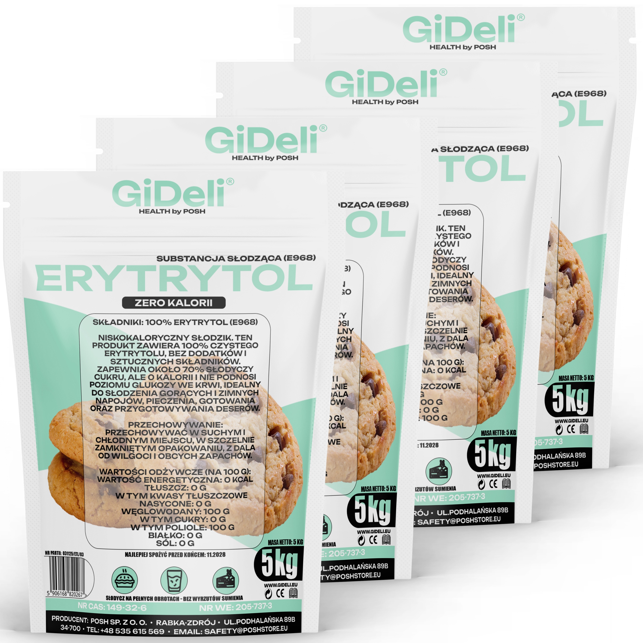 Levně GiDeli Erythritol 4x 5 kg Přírodní sladidlo bez kalorií Náhrada cukru