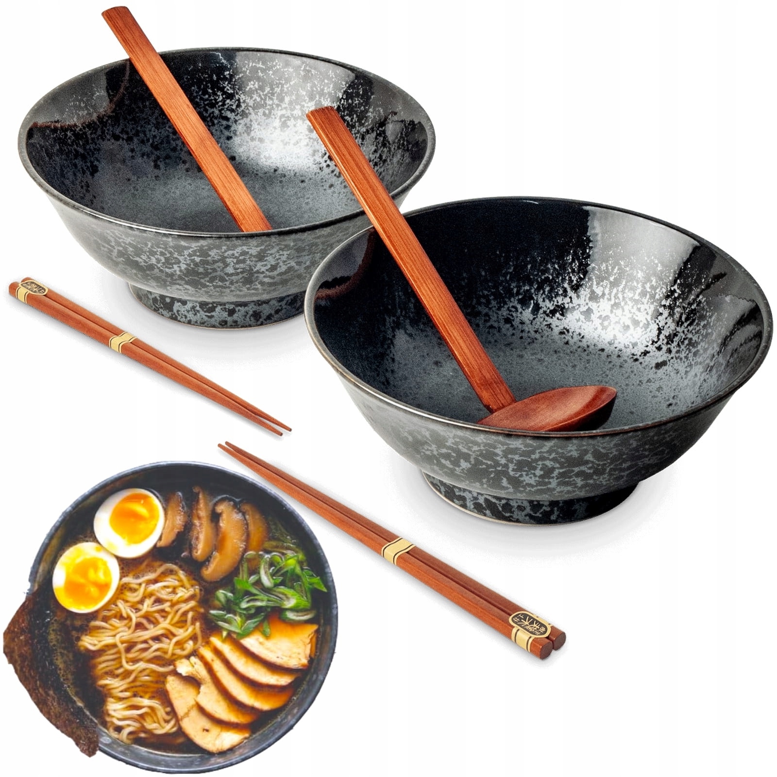 Sada misiek Chochelki a paličiek na polievku a cestoviny Ramen Motív Koge