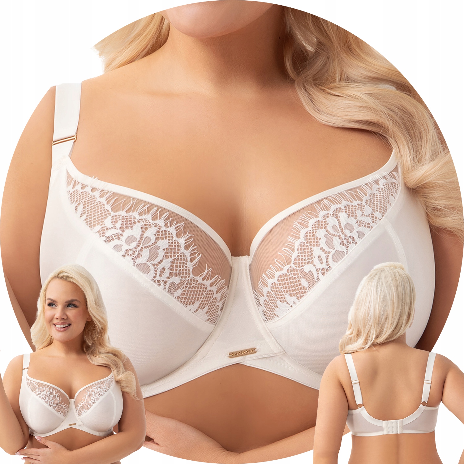 Gorsenia K937 Evia krémová tyl krajka Měkká podprsenka 75G Soft