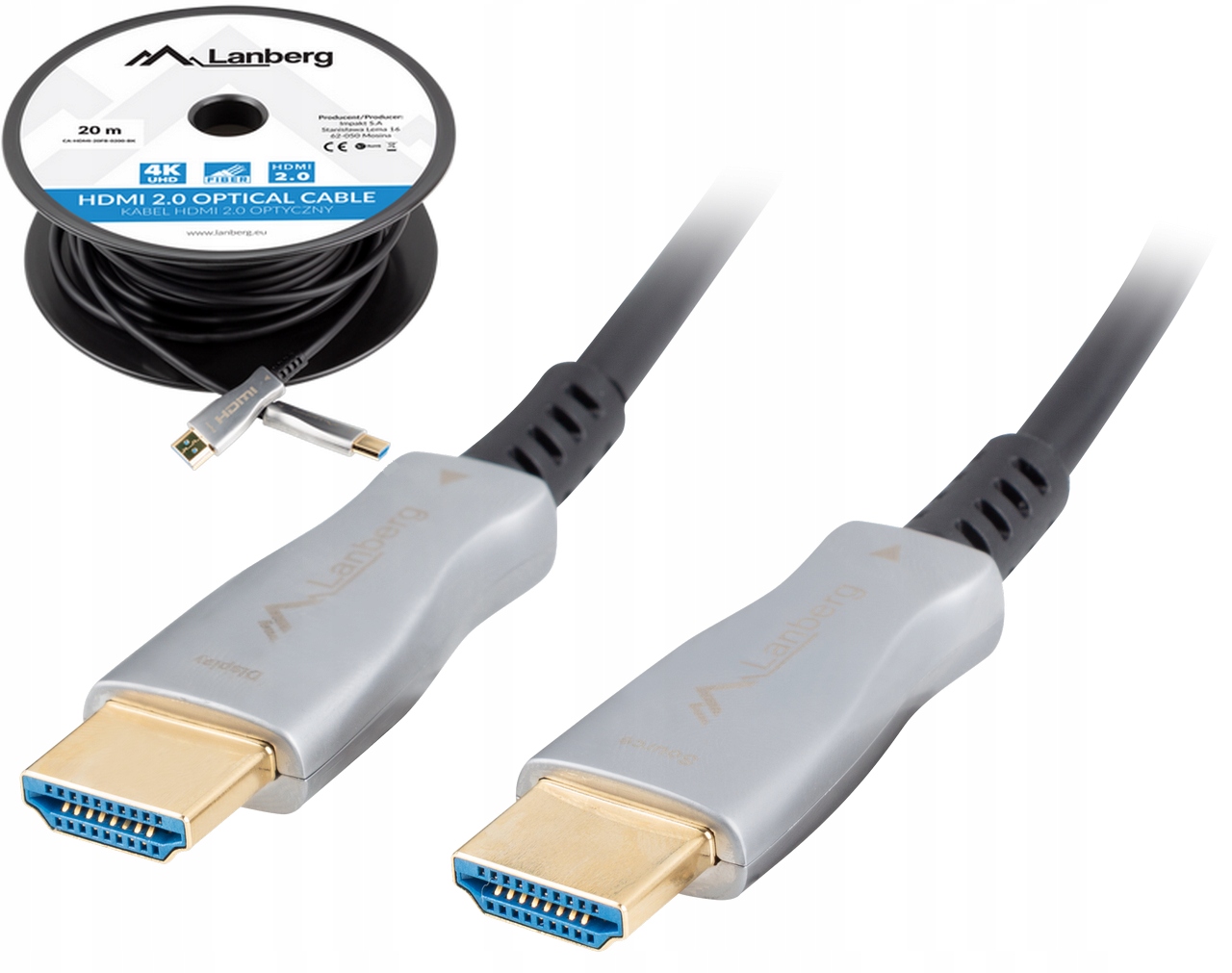 Kabel Hdmi Optyczny Przewód do Transmisji Premium Aoc 4K/60Hz 20m Arc Hdr
