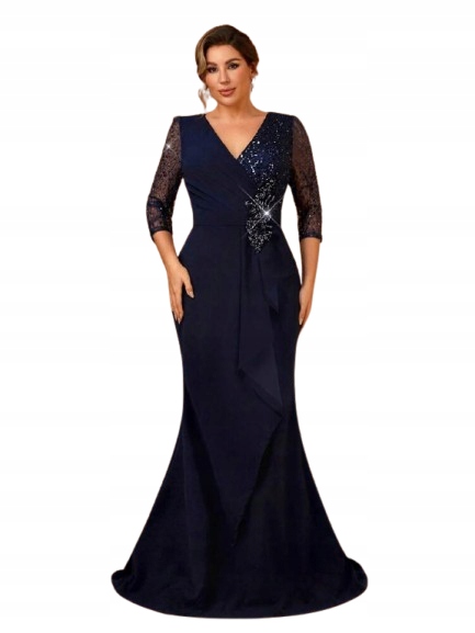 Shein Plus Size Tmavě Modrá Šaty S Flitry 46 1KE