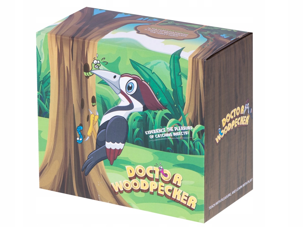 GRA MAGNETYCZNA NAKARM PTASZKA DLA DZIECI MONTESSORI DZIĘCIOŁ 12 ROBAK Materiał plastik