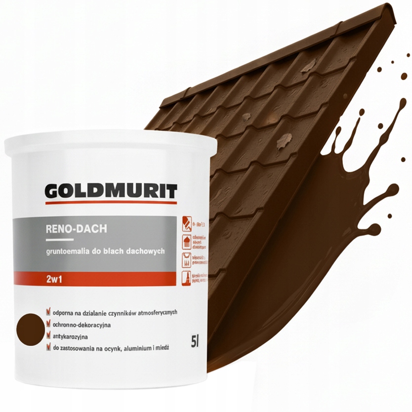 Akrylová farba Strecha a žľab 5 l Grunto Emalia 2v1 Bronz RAL8017 Goldmurit
